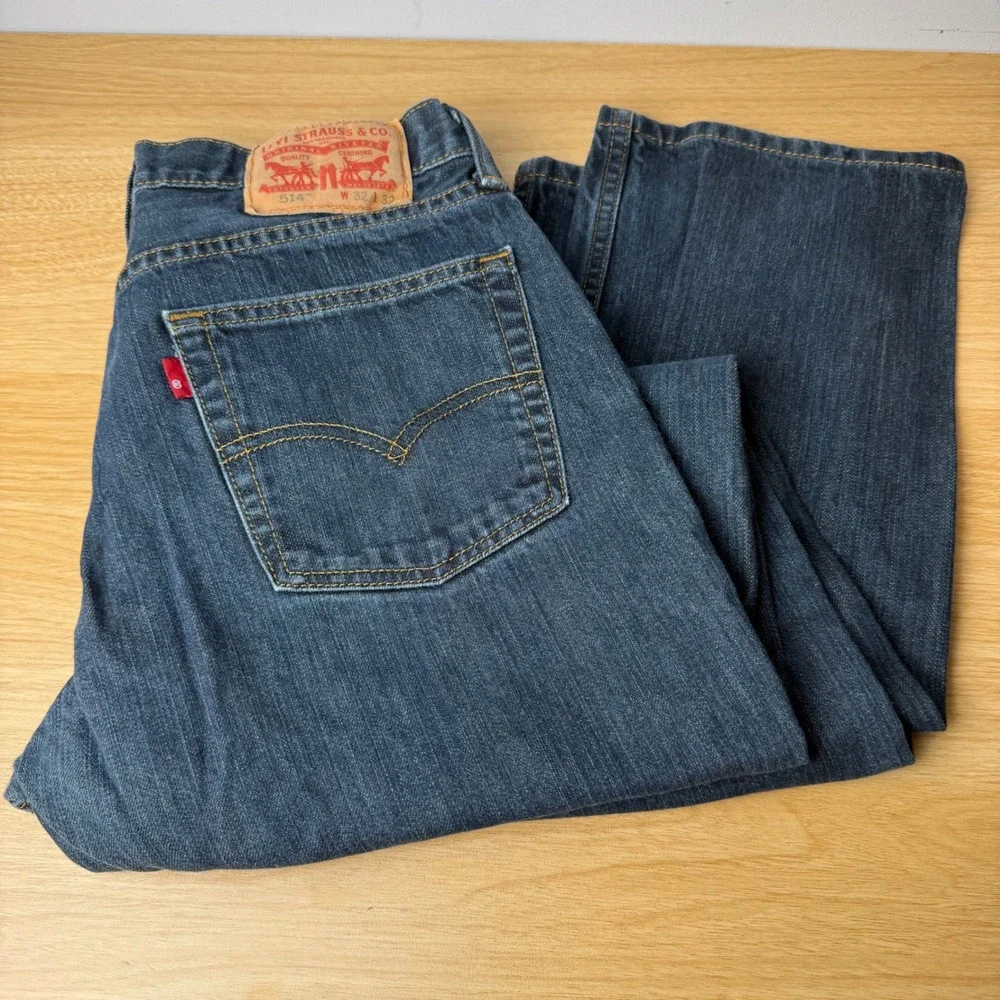 Levi 514 Straight Fit Jeans Men 32x32 (31x30) Blue Dark Americana Classic Rugged